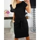 thumbnail image 3 of Vestido PRETTYGARDEN midi negro medio con lazo en la cintura y bolsillos, 3 of 8