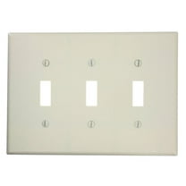 Leviton 80511-I 3-Gang Toggle Switch Wallplate, Midway Size, Ivory