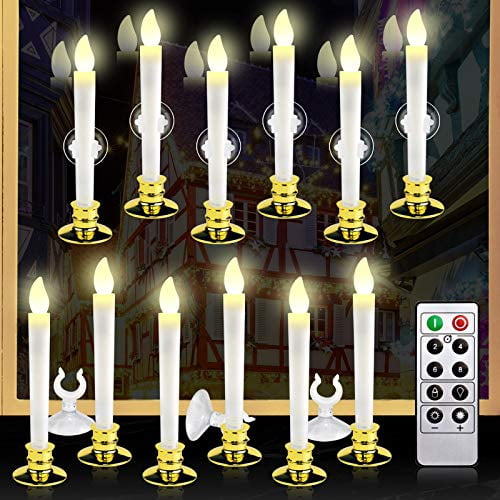 KITHOUSE 12 Set Christmas Window Candles Lights with Timer Battery