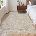 thumbnail image 2 of COZONY 8x10 Scalloped Washable Rug, Non-Skid Low Pile Farmhouse Area Carpet for Living Room, Dining Room, Bedroom and Playroom, Greige, 2 of 8