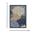 thumbnail image 2 of 3â€™ x 4â€™ Blue Large Floral Indoor Outdoor Area Rug, 2 of 7