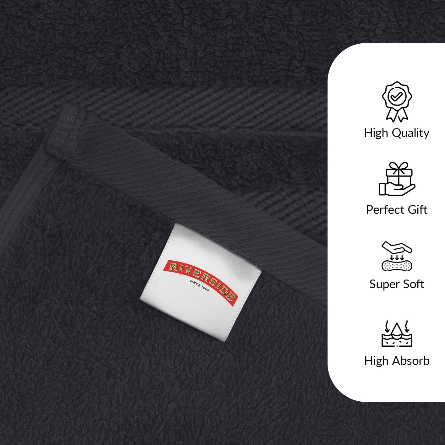 RIVERSIDE 2 Pack Luxury Bath Sheets 35×70 Soft Quick Dry Extra Large Cotton Towels 600 GSM Hotel Quality Spa - Charcoal