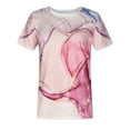thumbnail image 4 of USSUMA Women's Tops Dressy Casual Summer Blouse Vintage Oil Painting Short Sleeve T-Shirts for Women Trendy Marble Print Round Neck Womens Tunic Top Shirt Summer Beach, 4 of 8