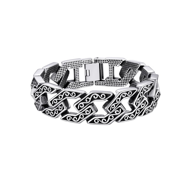 PROSTEEL Cadena de eslabones cubanos Nudo celta Pulsera para hombre 16MM Acero inoxidable Hip Pop Pulseras de plata para niño, 8.2 pulgadas