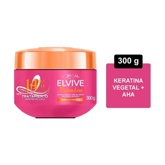 Mascarilla L'Oréal Paris Dream Liso 300gr, anti frizz 72 hrs