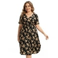 thumbnail image 3 of Yesfashion Women's Plus Size Floral V-neck Dress Knee Length Mini Dresses, 3 of 5