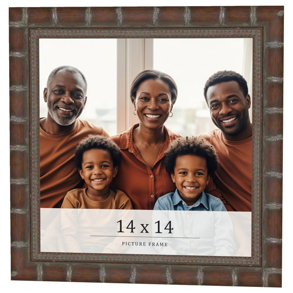 14x14 Dark Brown Bamboo Real Wood Picture Frame Width 1.5 inches | Interior Frame Depth 0.5 inches