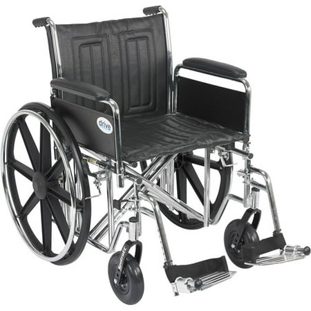 Drive Medical Sentra EC Heavy Duty Wheelchair, Detachable Full Arms, Swing away Footrests, 20" Seat