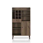 Furniture of America Munster Multi-Storage Wine Cabinet, Distressed Walnut