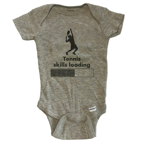 Tennis Skills Loading Funny Baby Bodysuit - Grey