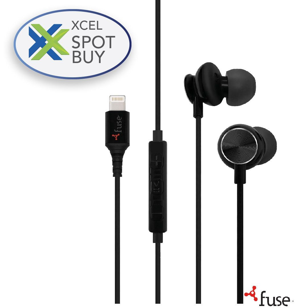 Fuse Earbuds Lightning MFI within Line Mic Black 3 Size Ear Gels Walmart