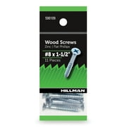 Hillman Wood Screws #8 x 1.5" , Flat Phillips, Zinc Plated, Steel, Pack of 11, New