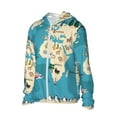 thumbnail image 3 of Goofa World Map With Animal Printed Women's UPF 50+ Sun Protection Hoodie Jacket Lightweight Long Sleeve Sun Shirt for Women with Pocket Hiking Outdoor-, 3 of 9