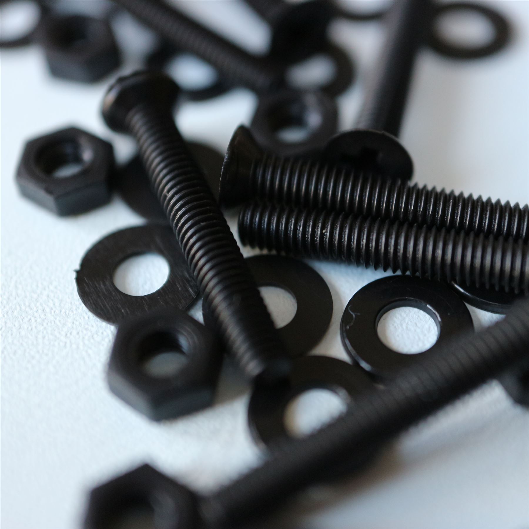 20 x Black Countersunk Screws Polypropylene (PP) Plastic Nuts and Bolts, Washers, M3 x 20mm, Anti-Corrosion, Chemical Resistant, (3/32 x 25/32 in)