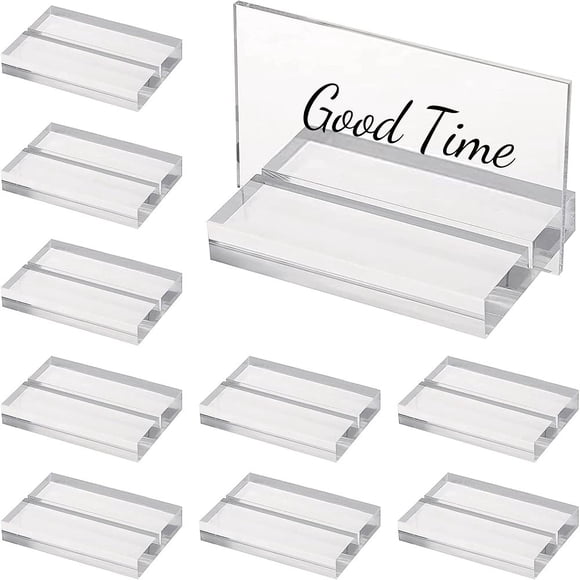 12Pcs Clear Place Card Holders Acrylic Display Base Wedding Sign Holders Acrylic Card Display Stand for Wedding Table Numbers Photos Office Menu Meeting 3inch