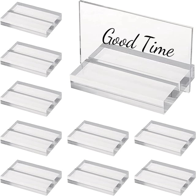 12Pcs Clear Place Card Holders Acrylic Display Base Wedding Sign Holders Acrylic Card Display Stand for Wedding Table Numbers Photos Office Menu Meeting 3inch