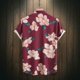 thumbnail image 3 of Camisas Para Hombre Casual Hombres Primavera y verano Casual Solapa Un solo pecho Estampado completo Vacaciones en la playa Manga corta Camisa de vacaciones al libre (Red, XL), 3 of 7