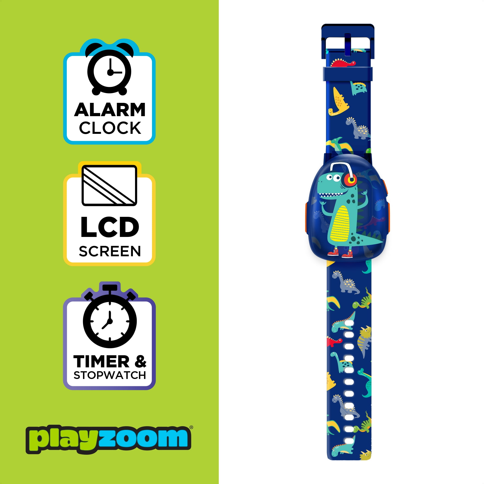 PlayZoom Unisex Kids Smartwatch Learning Fun Games Lcd Sport (Dark Blue Dino)