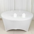 thumbnail image 2 of BalsaCircle 6 feet White Stretch Spandex Fitted Round Tablecloth with Foot Pockets Reception Catering Dining Table Linens, 2 of 8