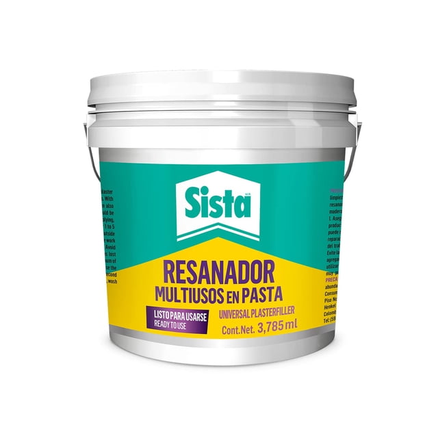 Sista Resanador Multiusos, pasta suave para resanar, cubrir huecos o grietas, techos y plafones, no se agrieta ni pierde volumen, blanco, 1X3.78L