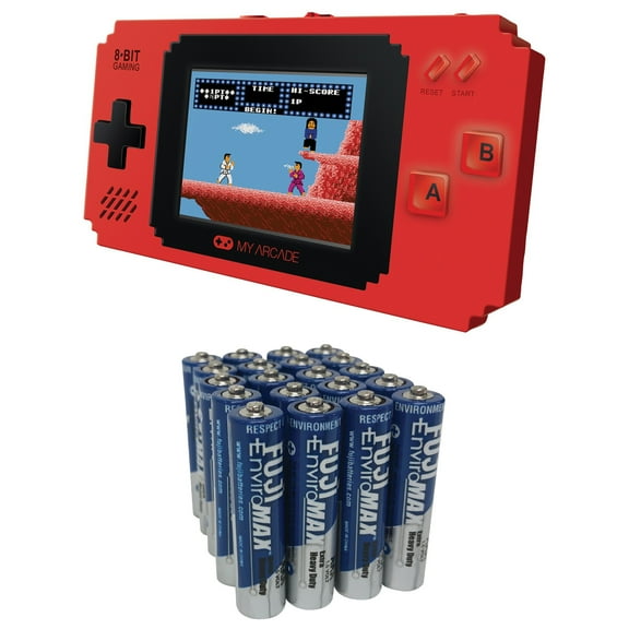 My Arcade DGUNL-3202 Pixel Player Handheld Gaming System & Fuji Batteries 3400BP20 EnviroMax AAA Extra Heavy-Duty Batteries (20 pk)