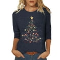 thumbnail image 2 of UPPADA 3/4 Length Sleeve Womens Tops Casual Loose Fit Crewneck T Shirts Cute Solid Three Quarter Length Tunic Tops Cute Xmas Outfits for Laides camisas de navidad para niñas Multicolor,XL, 2 of 5