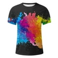 QYZEU Big Mens T Shirts Round Neck Short Sleeve Color Pattern Printing