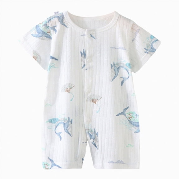 Sopiago Baby Boys Girls Romper One-Piece Beach Outfit Summer Clothes 0-24 Months Light Blue,6-12 Months