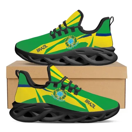 

Brazil National Emblem Brand Design Platform Sneakers Large Pentagram Pattern Lace-up Casual Shoes New Breathable Jogging Shoes