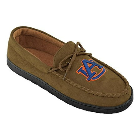 NCAA (Team) Premium Men?s Moccasin Shoes ? Comfortable Flannel Lining Indoor and Outdoor use easy Slip on and off, Size 8,Brown