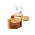 thumbnail image 4 of 6-pack Set Bamboo Coasters Absorbent And Condensation Wooden Coasters With Holder - Round Cup Coasters For Cold Drinks And Hot Beverage, 4 of 4