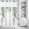 thumbnail image 2 of No Hook Shower Curtain, Eucalyptus Leaves Shower Curtains for Bathroom with See Through Top Window, Spring Sage Green Summer Botanical Waterproof & Washable Bath Curtain 60"x72", 2 of 9