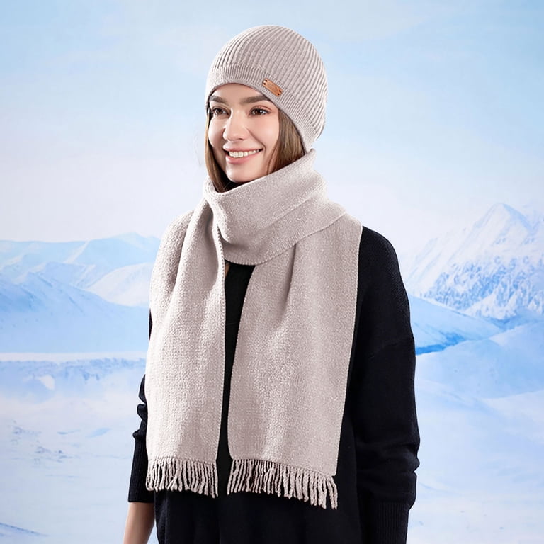Cable Knit Winter Beanie and Scarf Set, 2 Piece Hat and Scarf for Women QUEENFUR Hat and Scarf Set for Women Thick Winter Cable Knit  main image 4