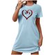 thumbnail image 2 of Camisón corto de San Valentín para mujer, talla grande, estampado en el pecho, cuello redondo, manga corta, 2 of 3