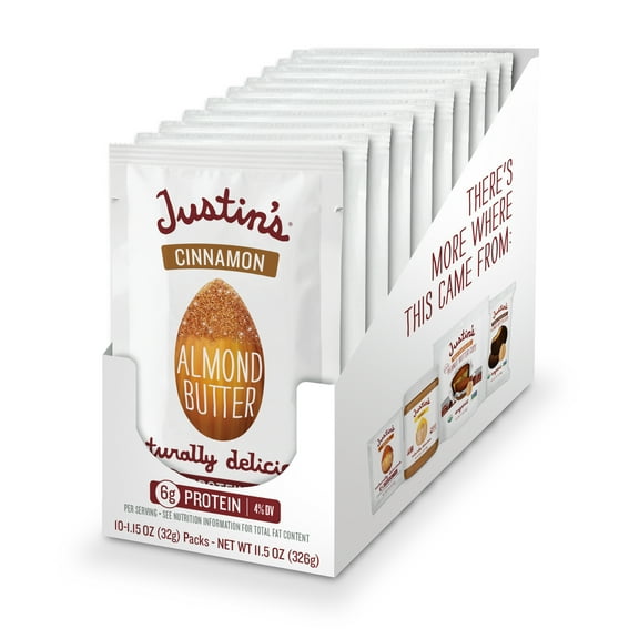 Justin's Gluten-Free Cinnamon Almond Butter Squeeze Pack, 1.15 oz (10 Pack)