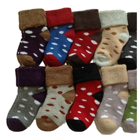 - Meso Unisex Baby Toddler 6 Pairs Pack Cashmere Wool Socks Dots Random Color