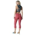 thumbnail image 3 of Women's High Waist Pocket Activewear Leggings, Brick Red, Capri, S, 3 of 5