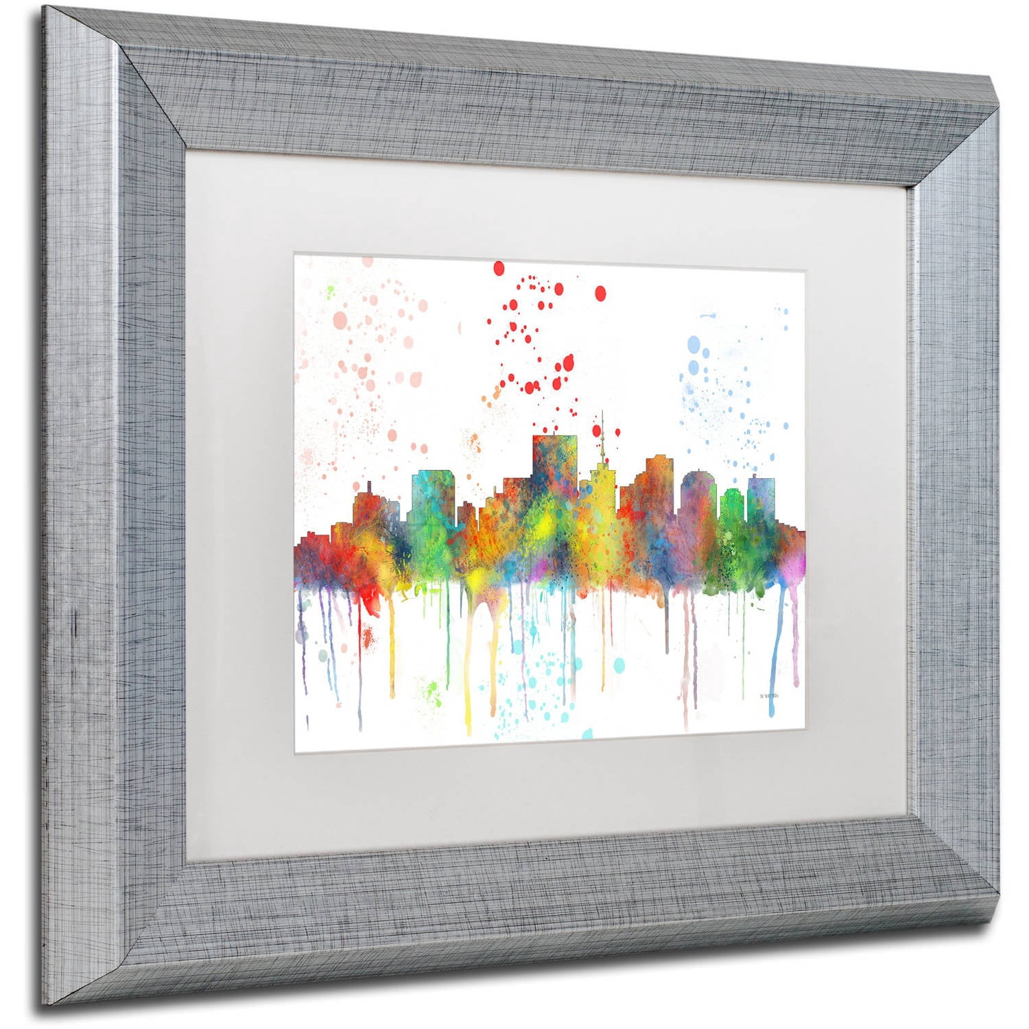 Trademark Fine Art "Richmond Virginia Skyline Mclr-1" Canvas Art by Marlene Watson, White Matte, Silver Frame