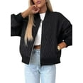 thumbnail image 3 of Womens Jackets Spring Fashion Cute Jacquard Coats Zip Up Jackets Dressy Casual Black XXL, 3 of 9