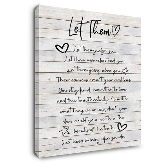 Let Them Inspirational Wall Art Mental Health Wall Decor, Motivational Positive Affirmations Canvas Wall Art Prints For Home Bedroom Living Room Office Unframed 12x18inch(30x45cm)