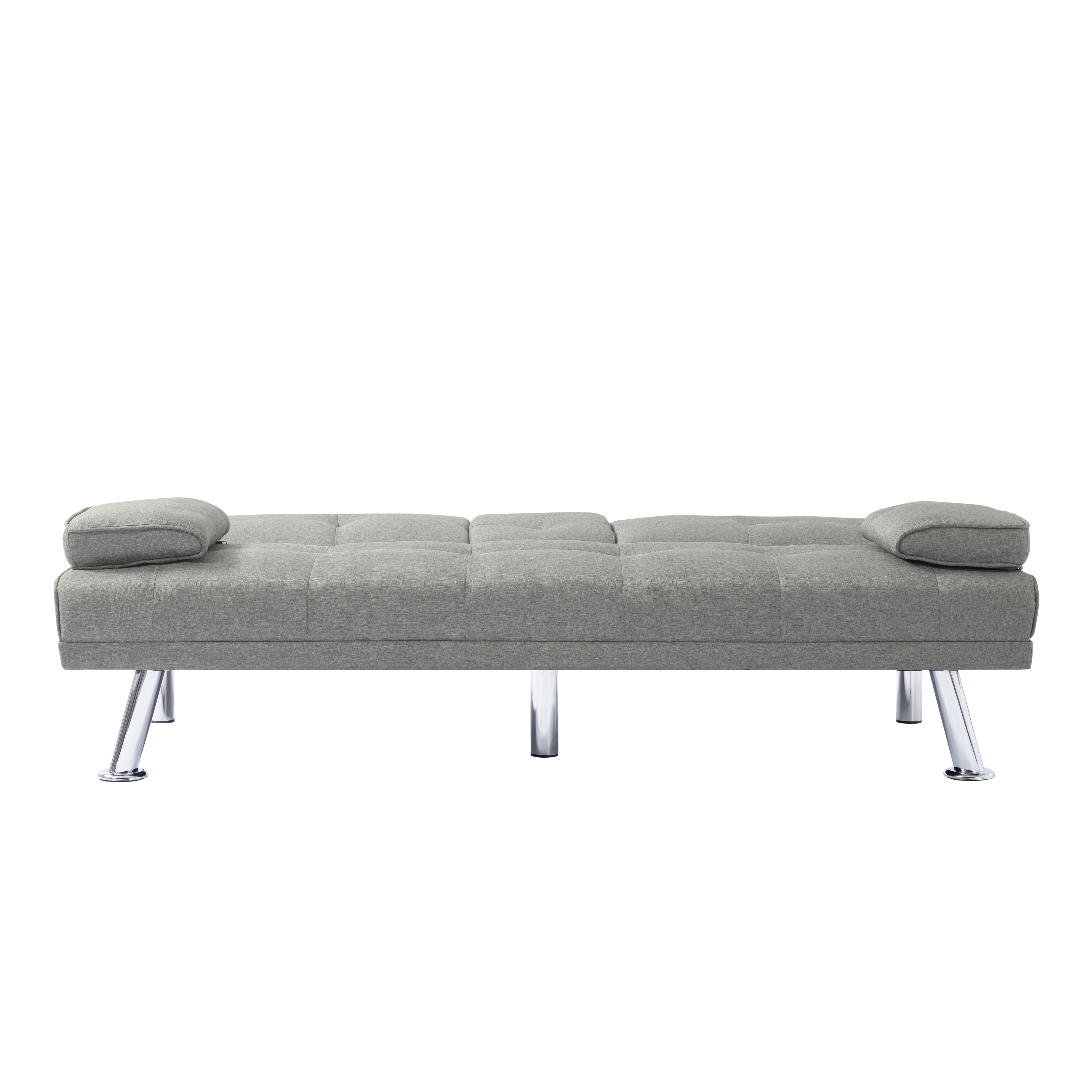 BSHTI 66.3 inch Futon Sleeper Sofa Bed,Twin Size Futon Sleeper,Light Gray Polyester Upholstery Sofa Bed,for your Home,Office,and Guest Room