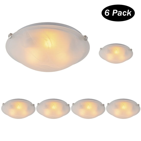 C Cattleya 6-Pack 12in Brushed Nickel Flush Mount Ceiling Light with Clouded Glass