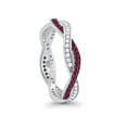 thumbnail image 2 of Crisscross Braided Weave Eternity Round Ring Ruby CZ 925 Sterling Silver Size 8, 2 of 3