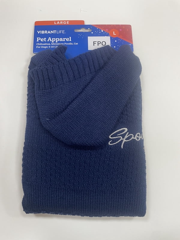 Vibrant Life Holiday Waffle Knit Spoiled Sweater for Dogs, Blue, L
