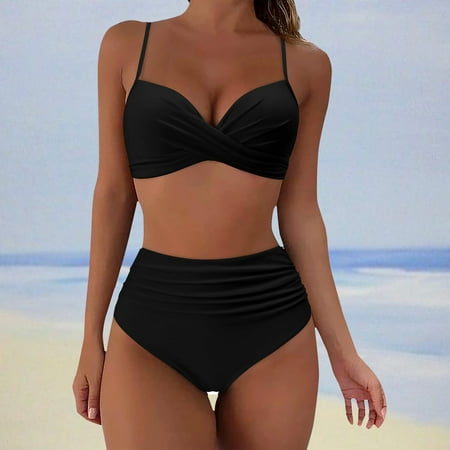 Fashion Women Solid Sexy Bikini Push-Up Padded Swimwear Swimsuit Beachwear Set  High-Boost Bra  Full Coverage  Comfortable Fit  Swimwear for Women  Underwire Support  Quick Dry  UPF 50+ Protection