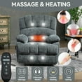 thumbnail image 3 of Kadyn Reclining Chair with 8-Point Vibration Massage and Lumbar Heating, 23" Adjustable Recliner Seat with Chenille Fabric for Living Room, Gray, 3 of 7