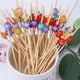 thumbnail image 4 of 100 palillos de dientes para cócteles, palillos de cóctel de bambú natural hechos a mano, pinchos de aperitivo ecológicos para cócteles, aperitivos, frutas, postres, estilo 2, 4 of 6