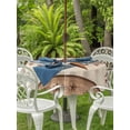 thumbnail image 3 of Outdoor Tablecloths with Umbrella Hole & Zipper, Farmhouse Texas Star Brown Round Tablecloth 54 Inch, Berry Vintage Wooden Waterproof Table Cloth, Patio/Pool/Picnic Table Covers, 3 of 8