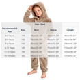 thumbnail image 3 of Cethrio Girls Fleece One-piece Pajamas, Hooded Warm Full Zip Long Sleeve Winter Loungewear Jumpsuit Size 9-10 Years Khaki, 3 of 5