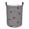 thumbnail image 6 of Lsque Ladybugs on Black and White Striped pattern Laundry Hamper Basket, Tall Woven Rope Hamper Basket for Clothes, Lightweight Storage Basket, Collapsible Waterproof-Small, 6 of 8